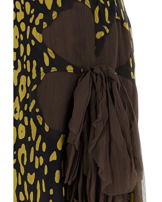 Ferragamo Green Embellished Silk Blend Skirt