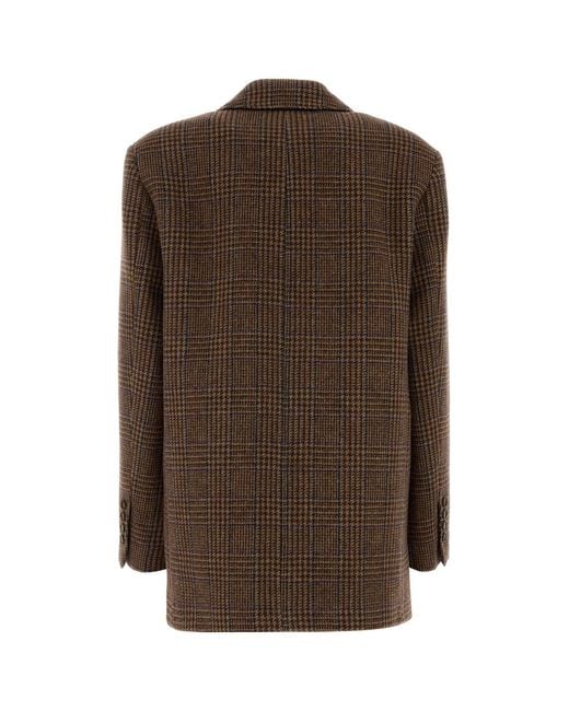 LE SULLY STUDIO Brown Embroidered Flannel Blazer