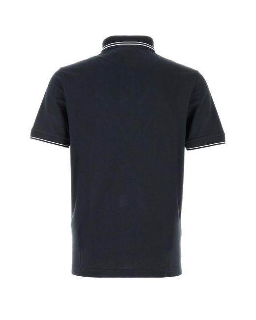 Stone Island Black Midnight Blue Stretch Piquet Polo Shirt for men
