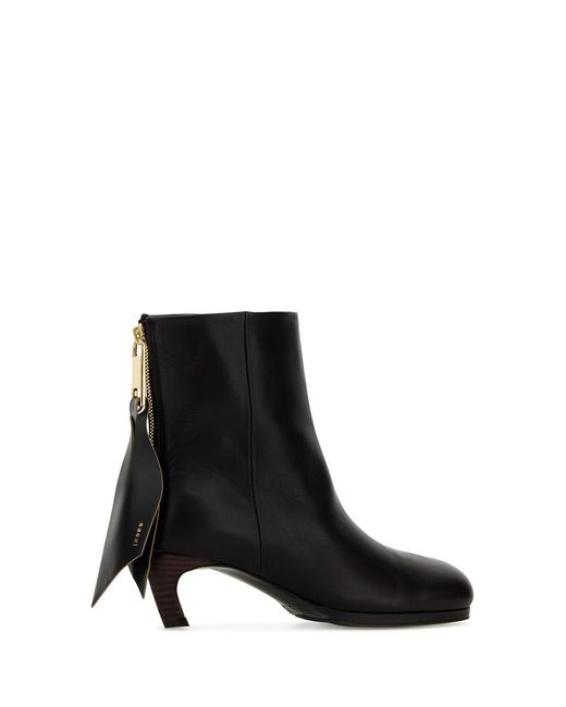 Sacai Black Leather Ankle Boots