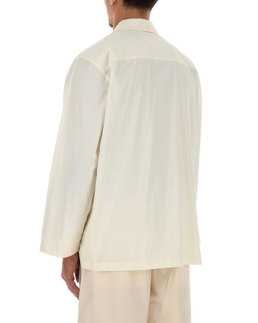 Camicia in cotone avorio di Jil Sander in White da Uomo