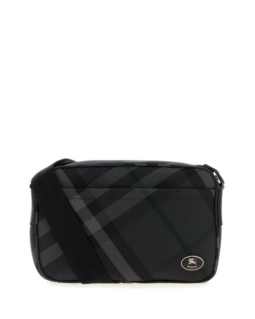 Borsa a tracolla Grid in tela ricamata di Burberry in Black da Uomo