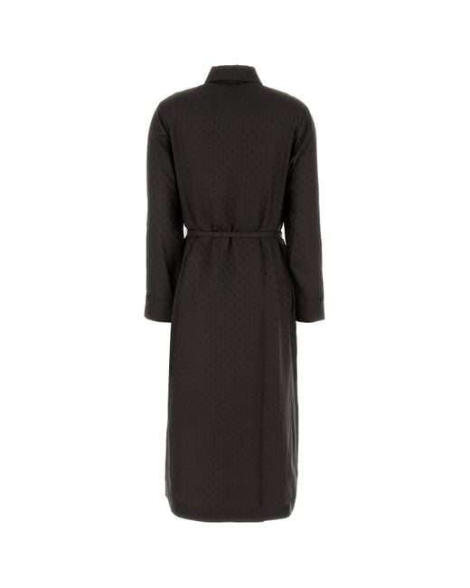 Abito chemisier in jacquard marrone di Fendi in Black