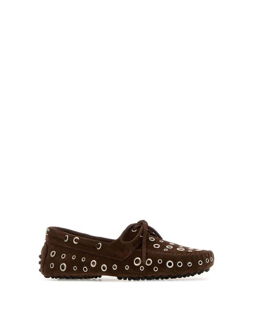 GIMAGUAS Brown Suede Car Loafers