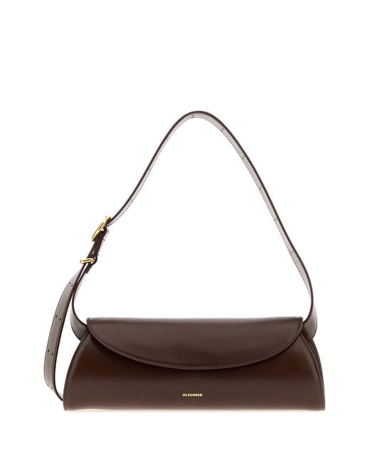 Jil Sander Brown Chocolate Leather Small Cannolo Shoulder Bag