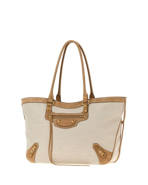 Balenciaga Natural Sand Canvas Le City Shopping Bag