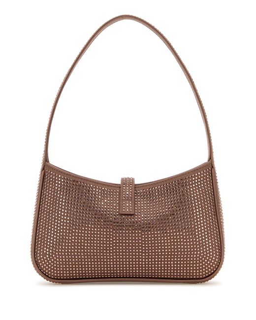 Borsa a mano Le 5 à 7 mini in raso decorato di Saint Laurent in Brown