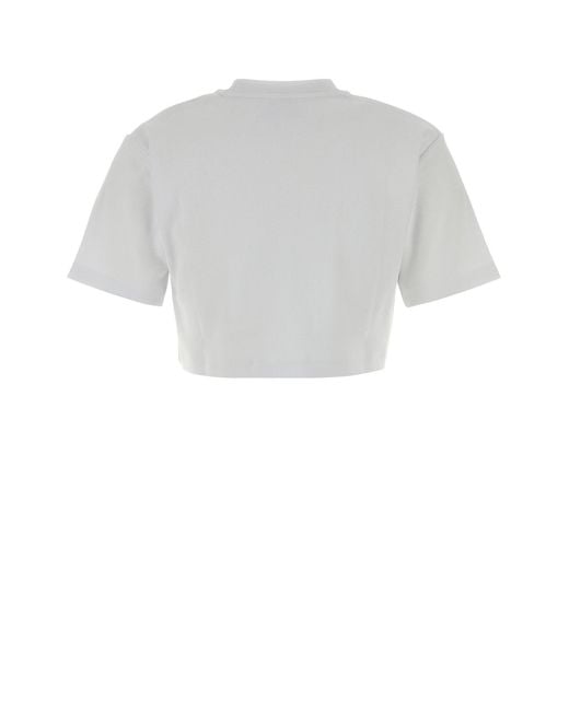 Off-White c/o Virgil Abloh White Off Stamp Rib Cropped Tee