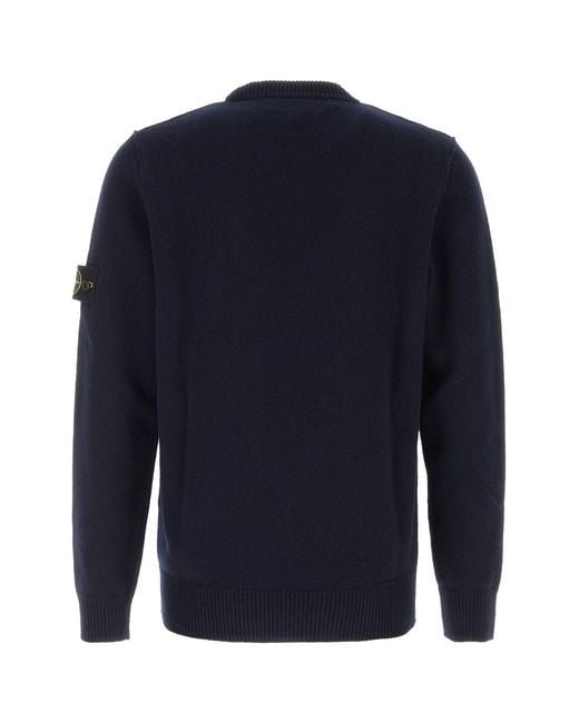 Stone Island Midnight Blue Wool Blend Sweater for men