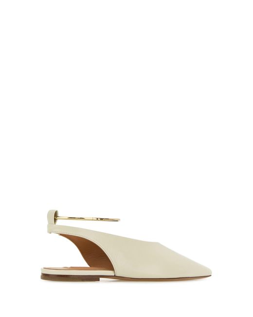 Jil Sander White Ivory Leather Ballerinas