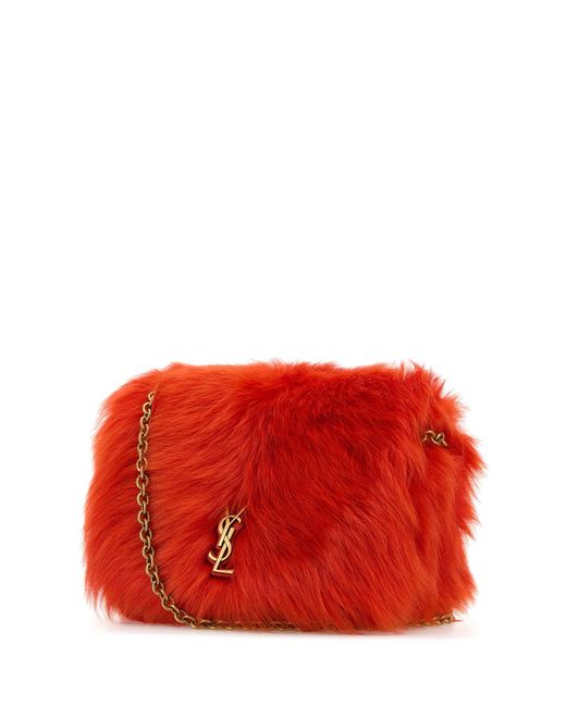 Borsa a spalla Jamie 4.3 mini in pelliccia arancione di Saint Laurent in Red