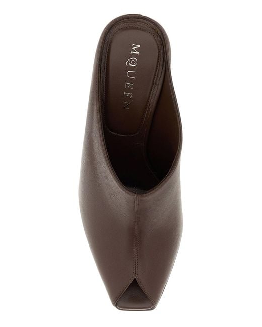 McQueen Brown Leather Mules