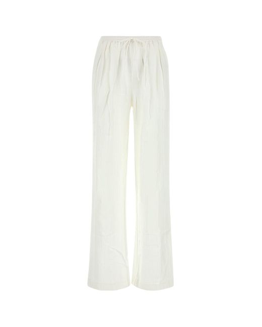 Loulou White Silk Blend Soler Pant