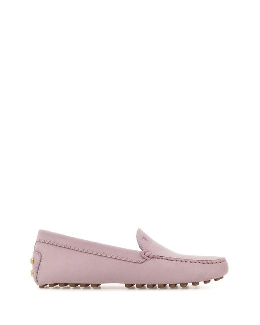 Tod's Antiqued Pink Suede Loafers
