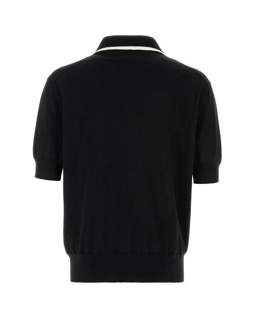 Jil Sander Black Solid Shirt Collar Polo for men