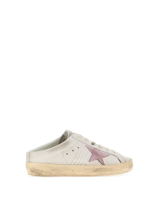 Golden Goose Deluxe Brand Pink White Leather Super-star Slip Ons