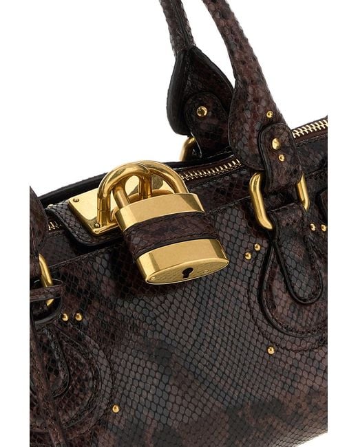 Chloé Black Printed Leather Paddington Shoulder Bag