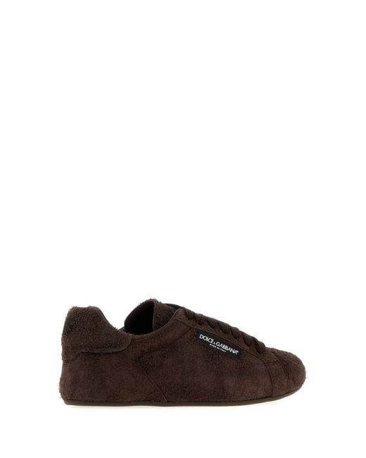 Dolce & Gabbana Dark Brown Suede Portofino Sneakers for men
