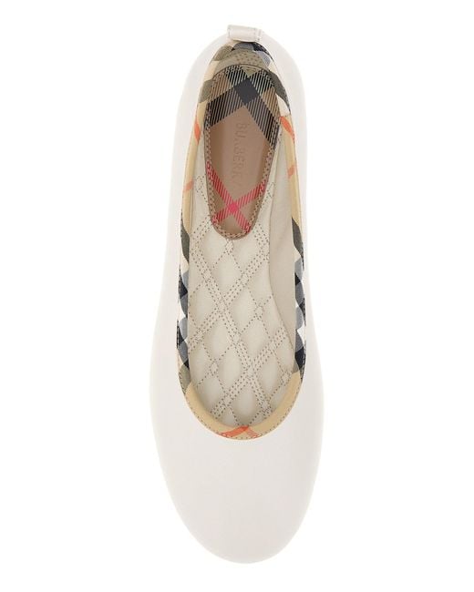 Burberry White Ivory Leather Robin Ballerinas