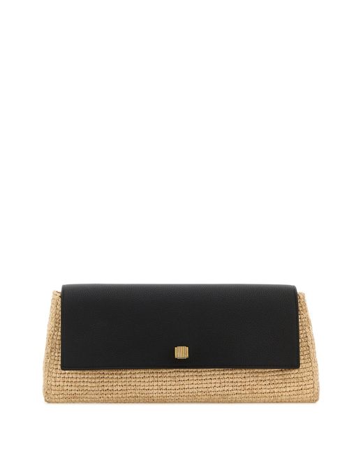 Khaite Black Audrey Raffia Clutch