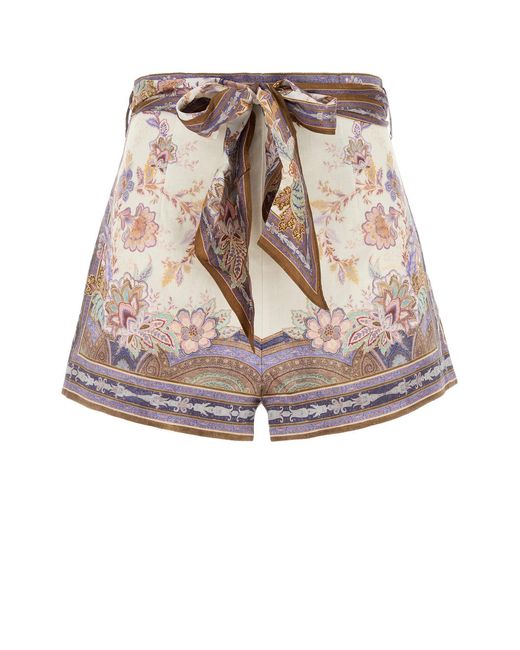 Zimmermann Multicolor Printed Linene Luna Shorts