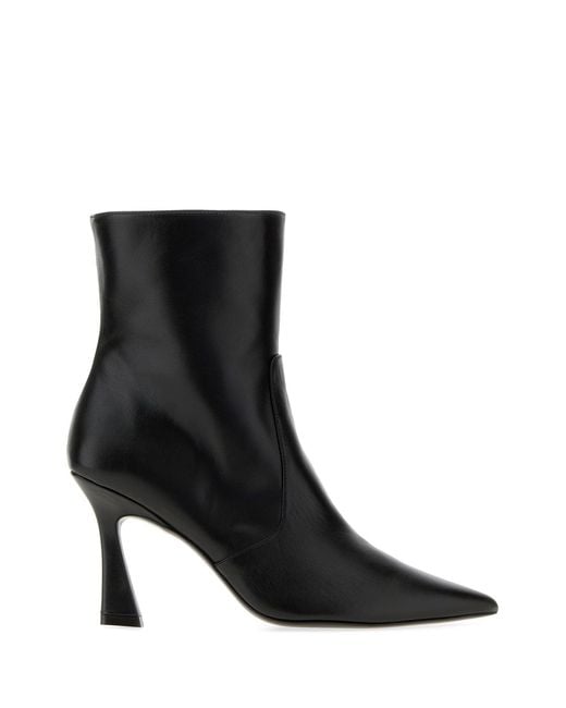 Stuart Weitzman Black Leather Vinnie Ankle Boots