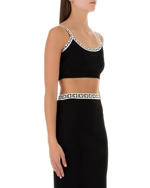 Versace Black Viscose Blend Crop-top