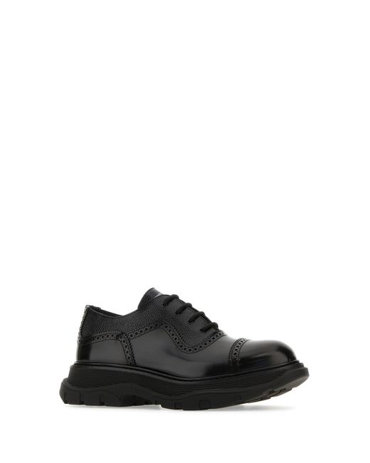 Alexander McQueen Black Leather Lace Up Shoes for men