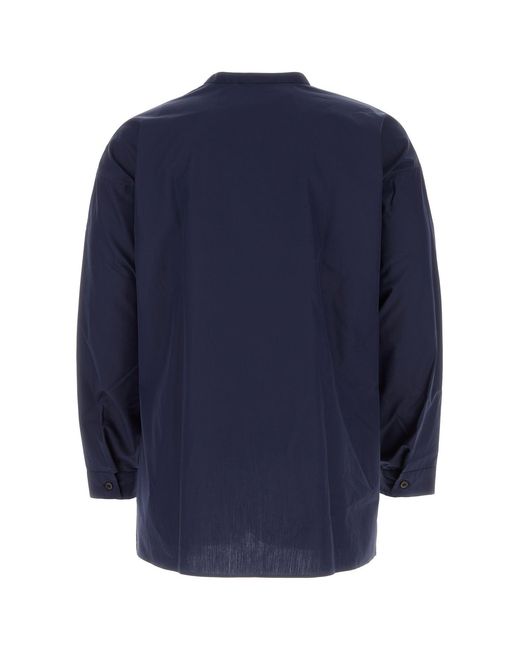 Camicia oversize in popeline blu navy di Prada in Blue da Uomo