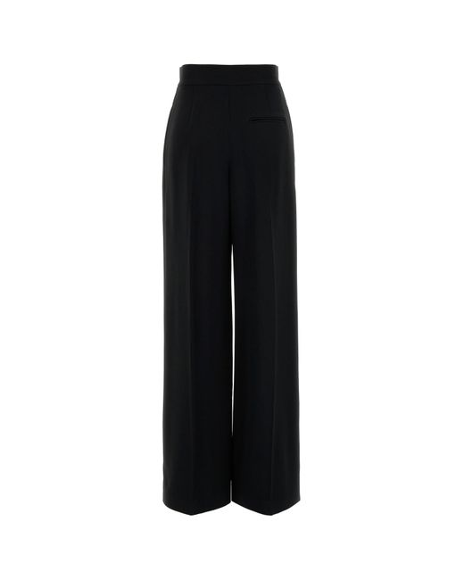 Pantalone dalla gamba ampia in crepe stretch nero di Alberta Ferretti in Black