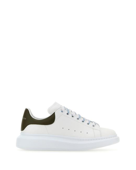 Alexander McQueen White Leather Sneakers With Army Leather Heel for men