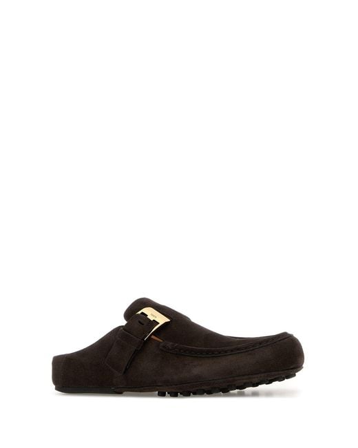 Tod's Black Dark Suede Slippers