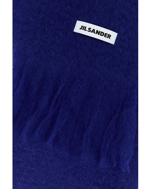 Jil Sander Blue Mohair Blend Scarf for men