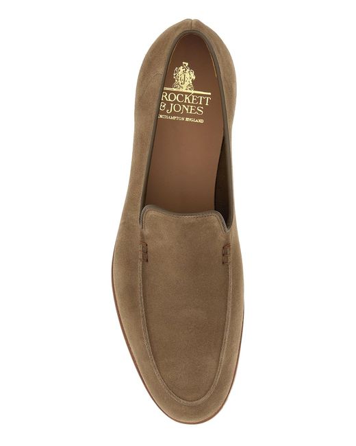 Crockett and Jones Brown Khaki Suede Salcombre Loafers for men