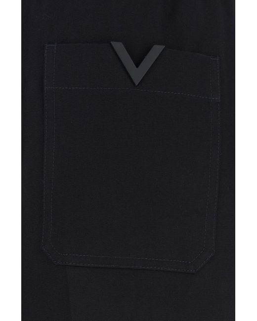 Valentino Garavani Black Midnight Blue Stretch Cotton Pant for men