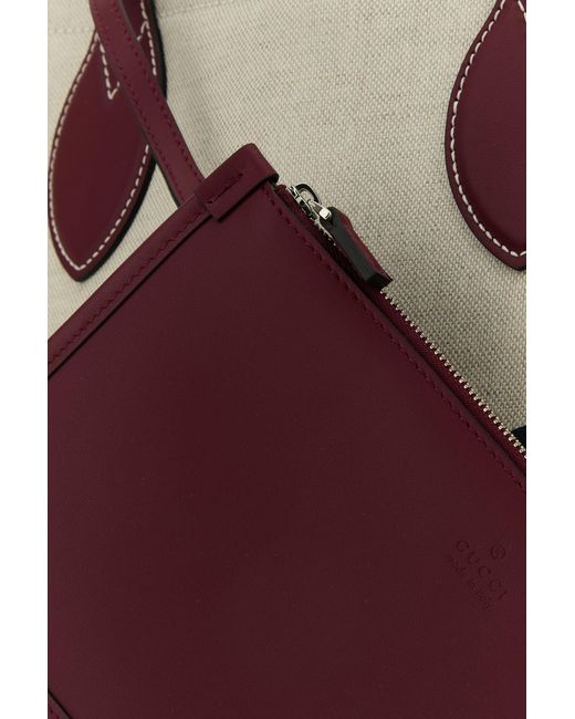 Borsa shopping in tela sabbia di Gucci in Natural
