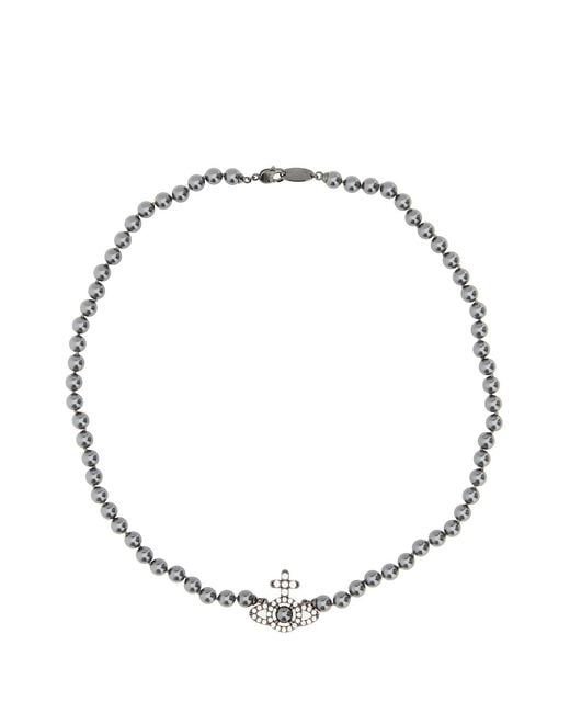 Vivienne Westwood Multicolor Dark Grey Pearls Olympia Necklace