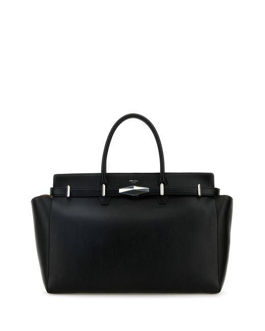 Borsa shopping Diamond Belted grande in pelle nera di Jimmy Choo in Black