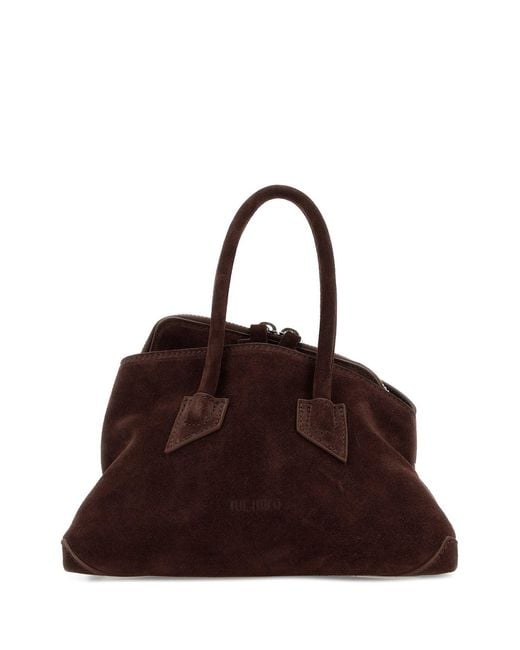 The Attico Brown Chocolate Suede Mini La Passeggiata Handbag