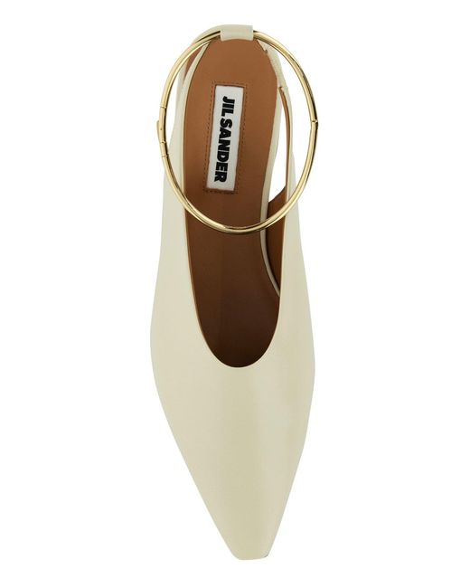 Jil Sander White Ivory Leather Ballerinas