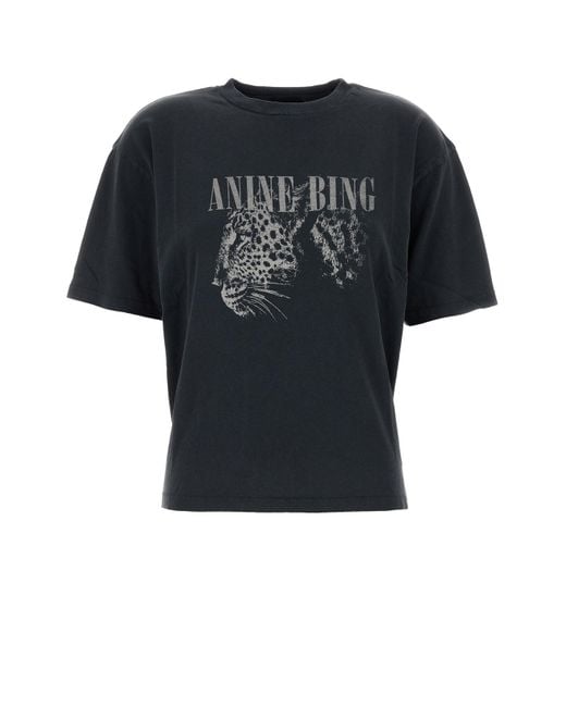 T-shirt Cohen in cotone ardesia di Anine Bing in Black