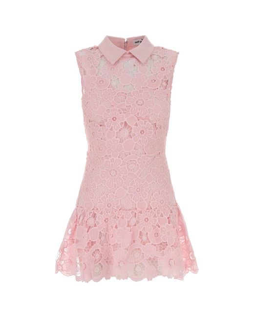 Self-Portrait Pink Self Portrait Lace Mini Dress