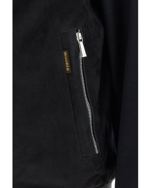 Moorer Black Midnight Blue Velvet Axten Bomber Jacket for men