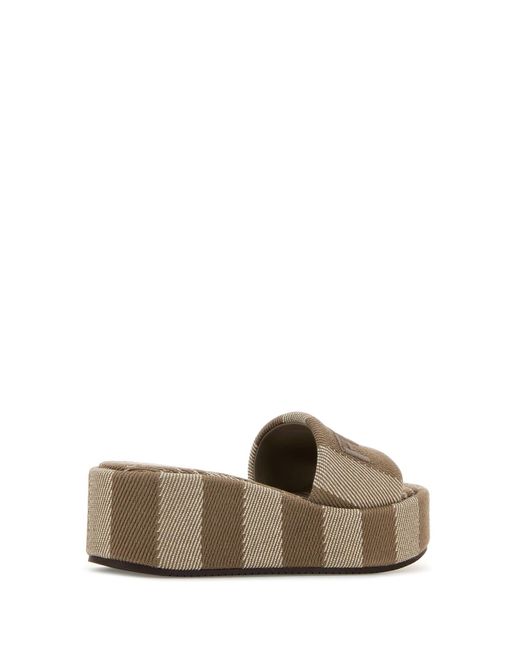 Slipers in tela ricamata di Fendi in Natural