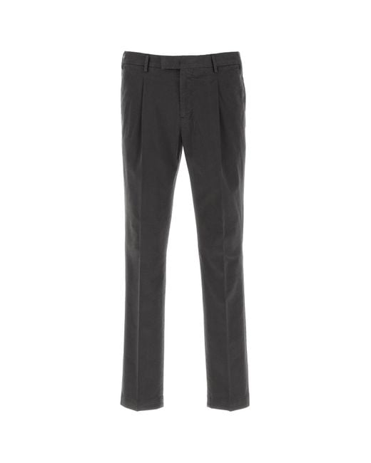 PT Torino Black Dark Grey Stretch Cotton Pant for men