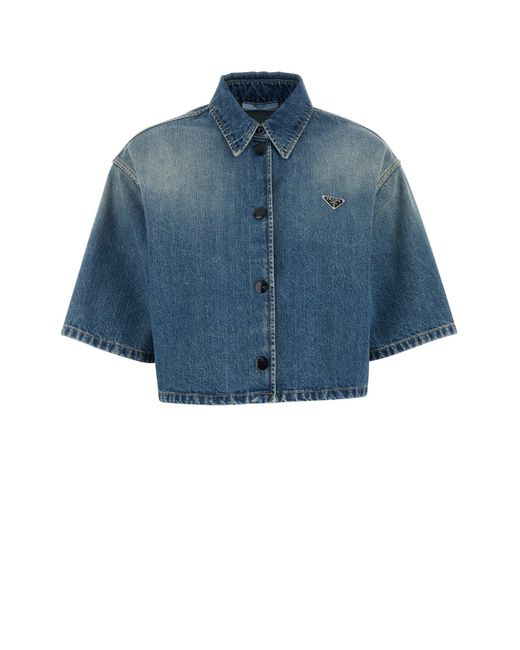 Camicia in denim di Prada in Blue