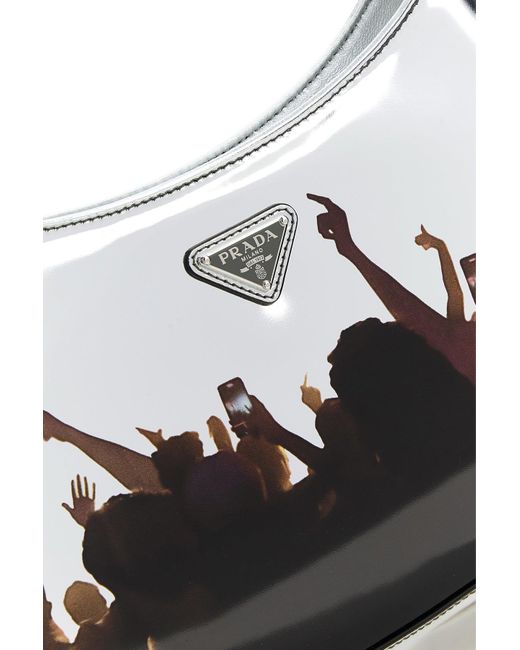 Borsa a spalla Cleo in pelle argento di Prada in Black