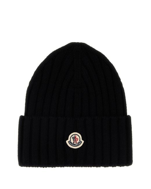 Moncler Black Wool Beanie Hat