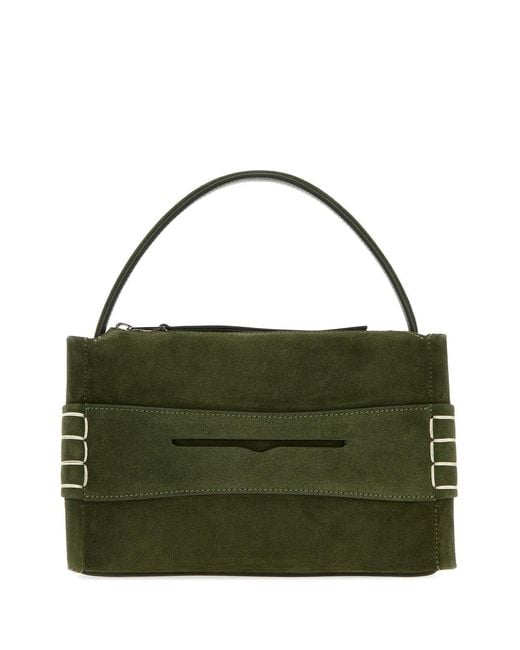J.W. Anderson Olive Green Suede Small Loafer Handbag