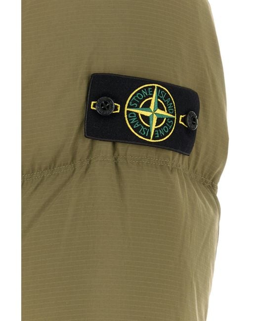Stone Island Army Green Nylon Down Jacket for men